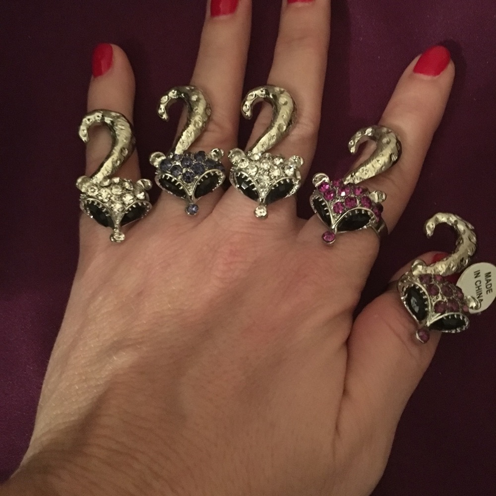 Wholesale Lot of Rhinestone Raccoon Bling Rings